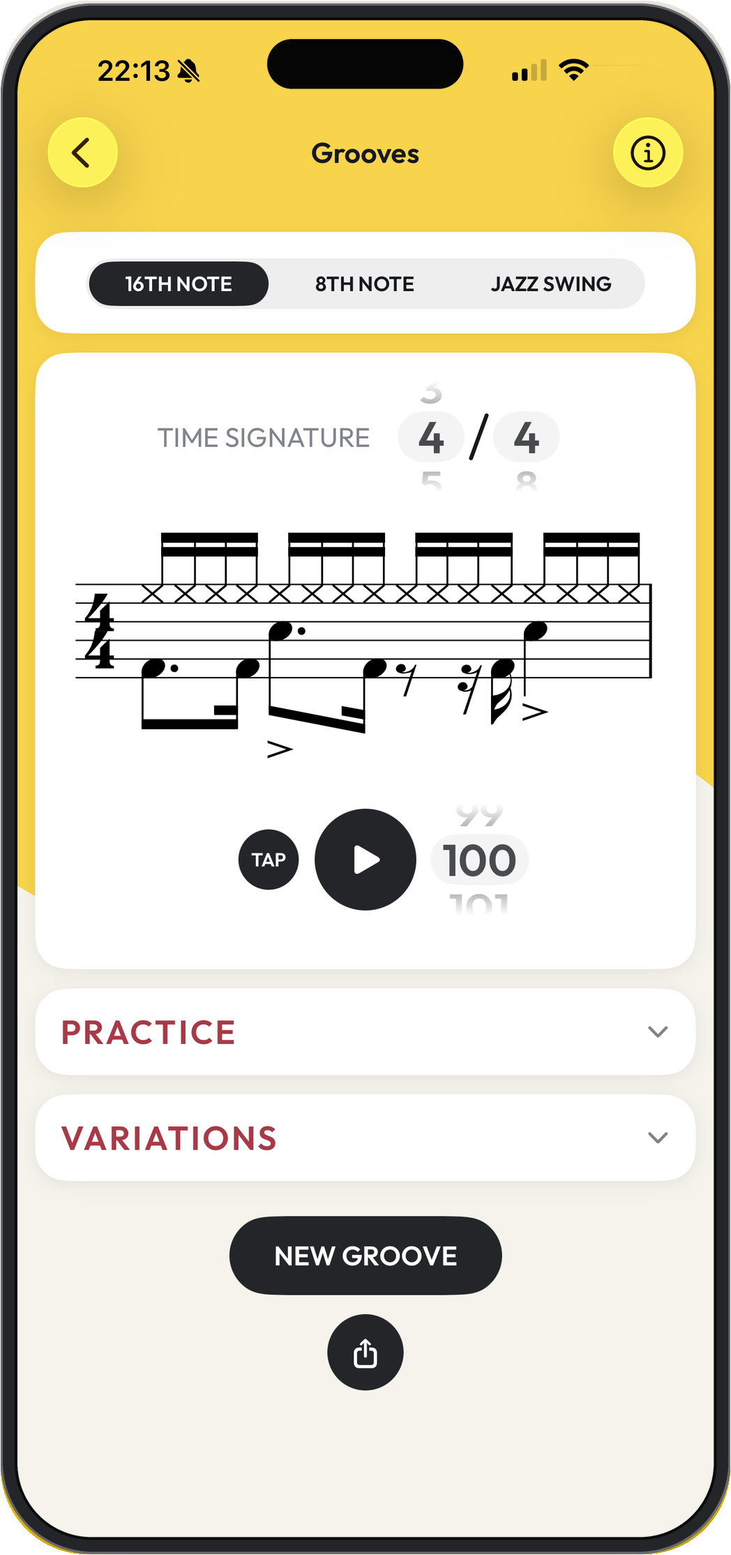 A generated groove in Gold Drums