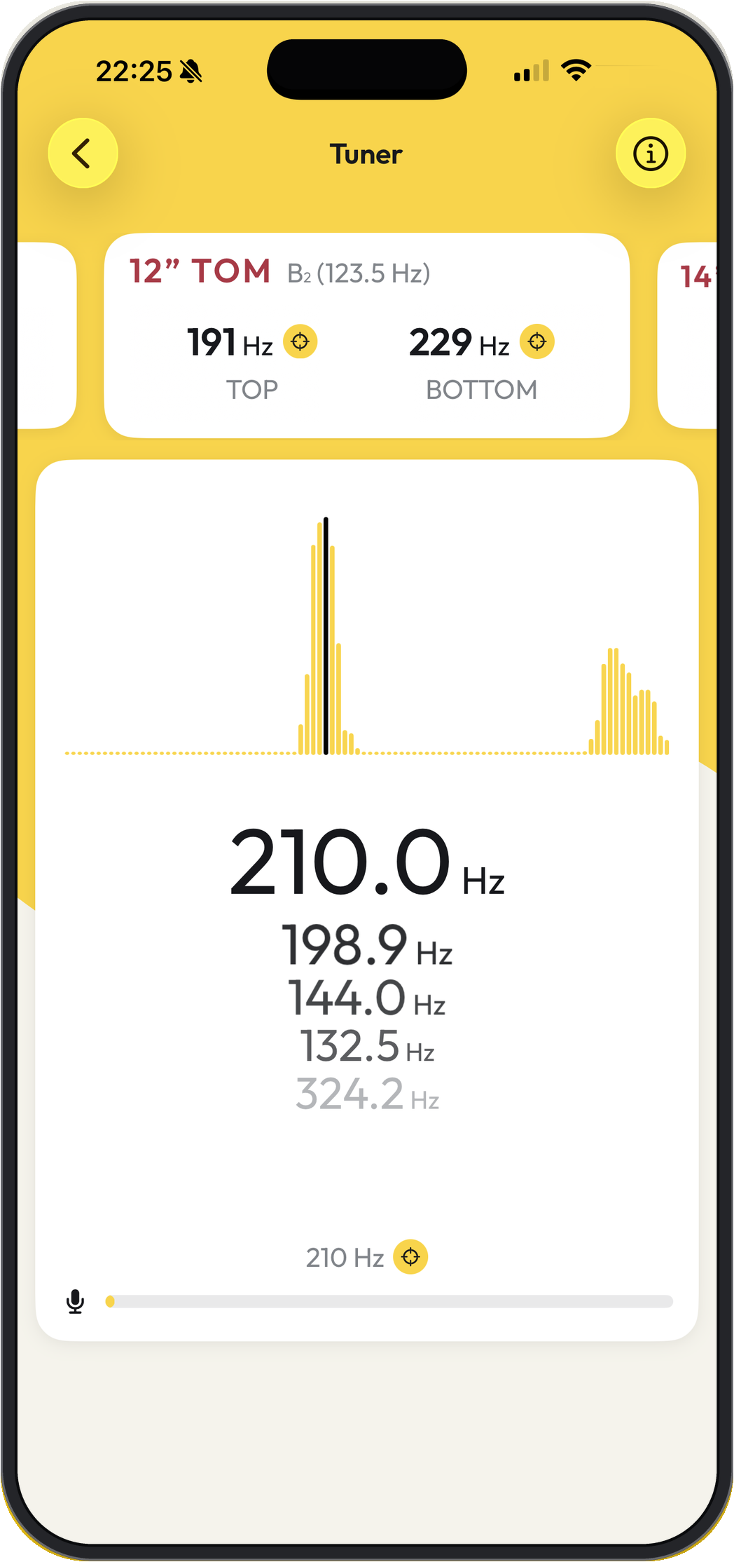 Microphone tuner in Gold Drums